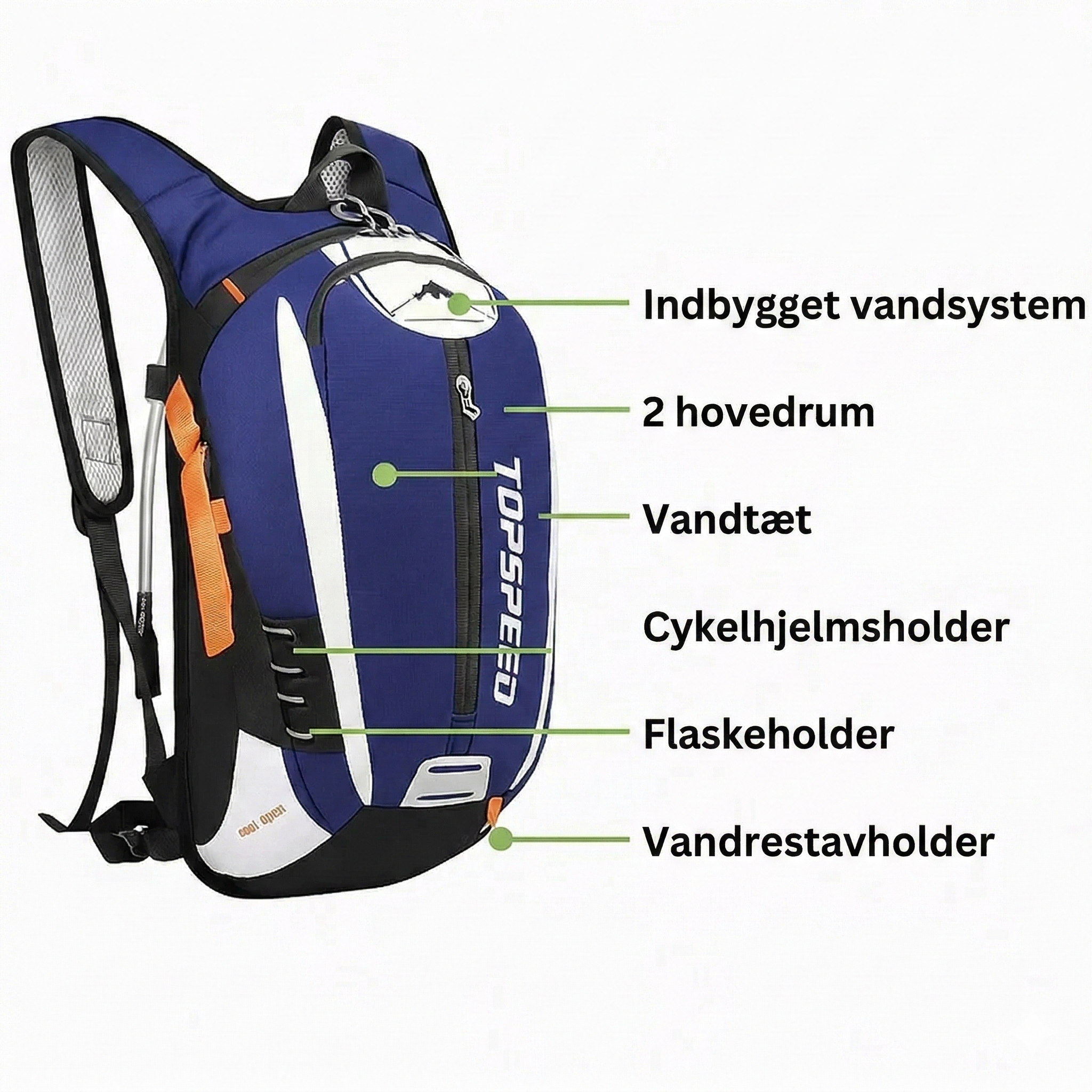 Cykelrygsæk med Drikkesystem 18 Liter – Let & Ergonomisk