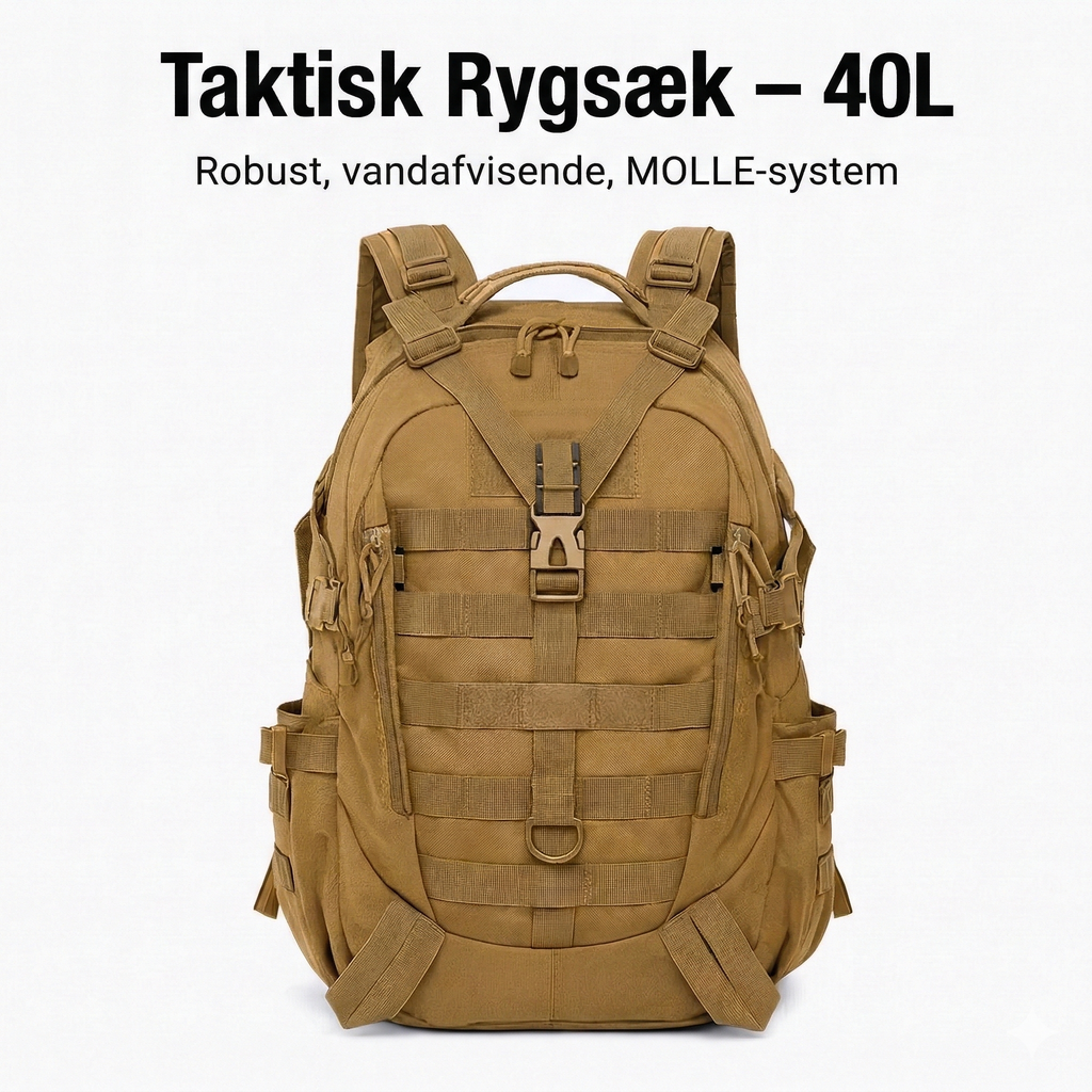 Taktisk rygsæk 40 liter – Vandafvisende Militær Rygsæk