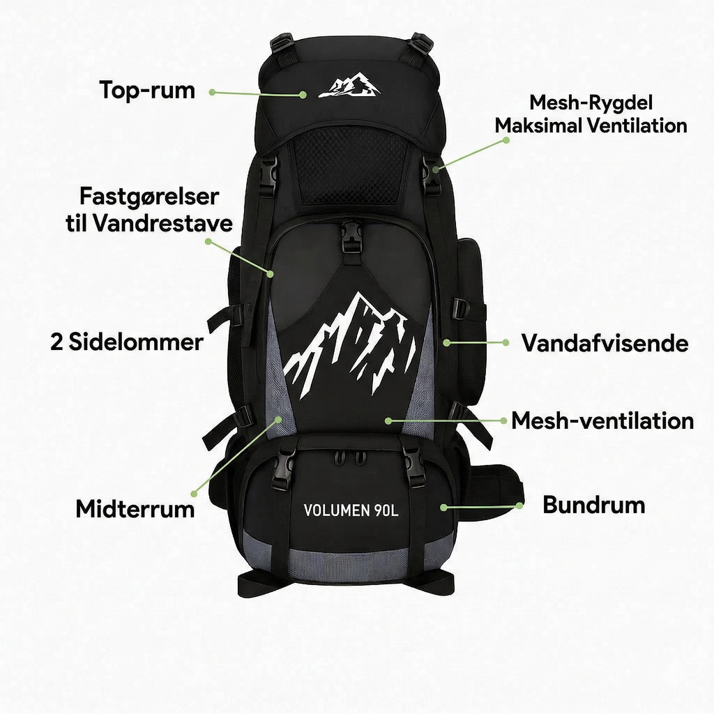 Vandrerygsæk 90 liter – Trekking Rucksack für Outdoor