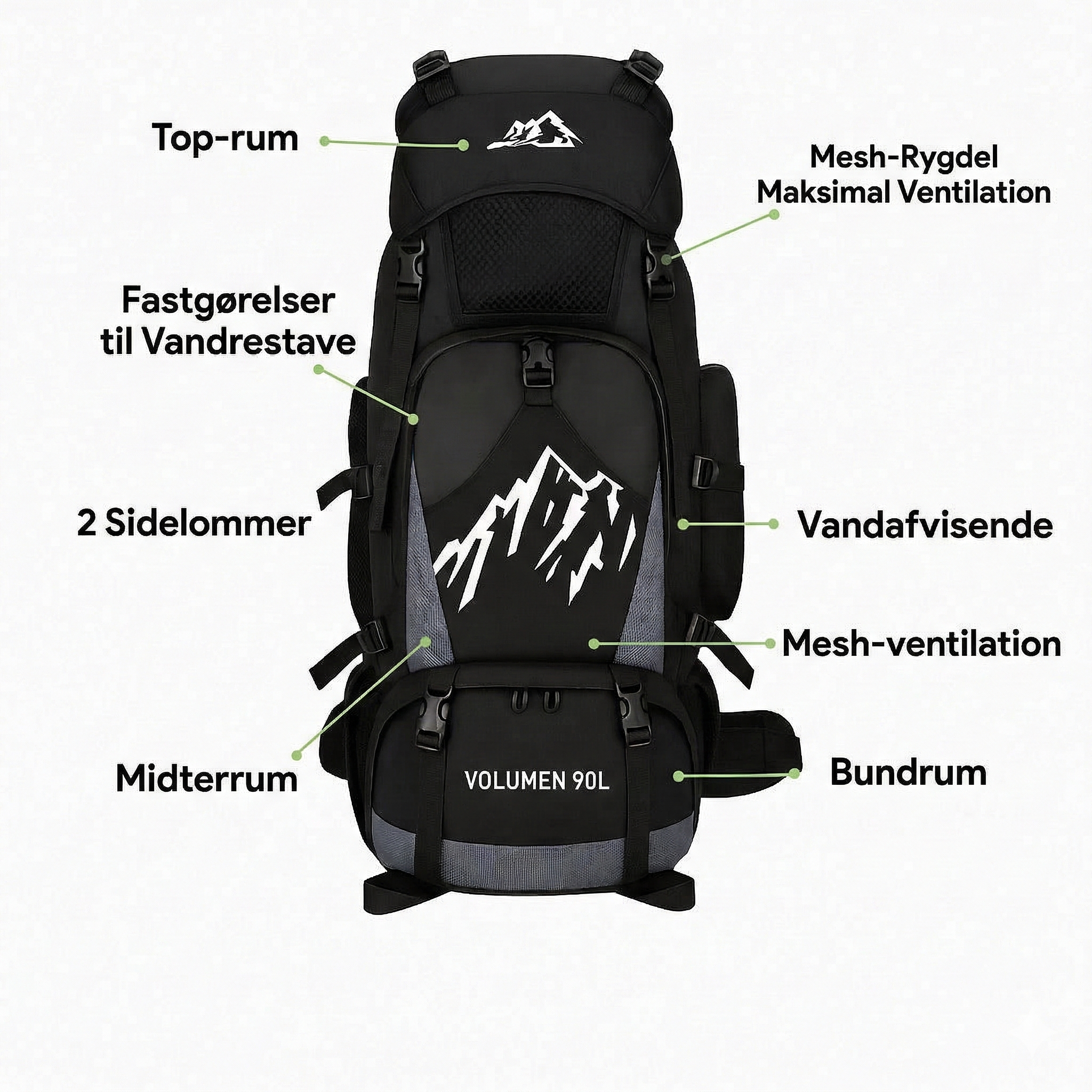 Vandrerygsæk 90 liter – Trekking Rucksack für Outdoor