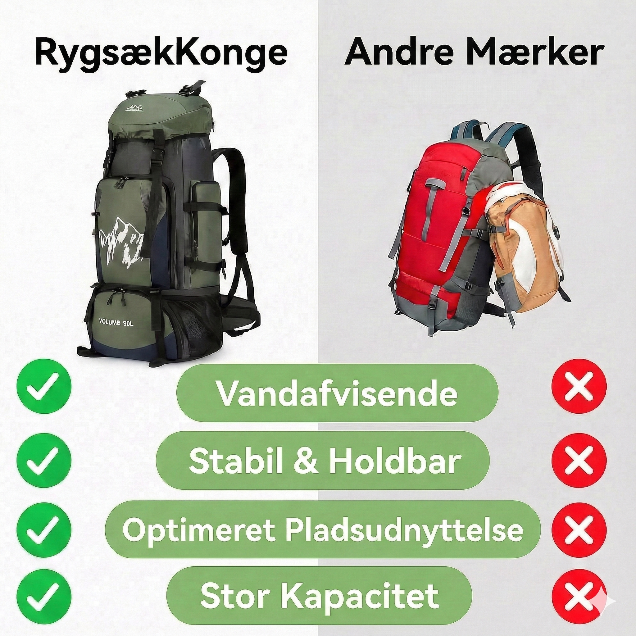 Vandrerygsæk 90 liter – Trekking Rucksack für Outdoor