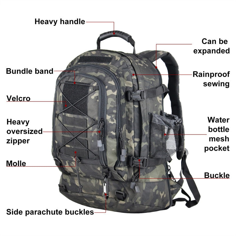Rygsæk Herre 55L – Robust Outdoor Rygsæk med MOLLE